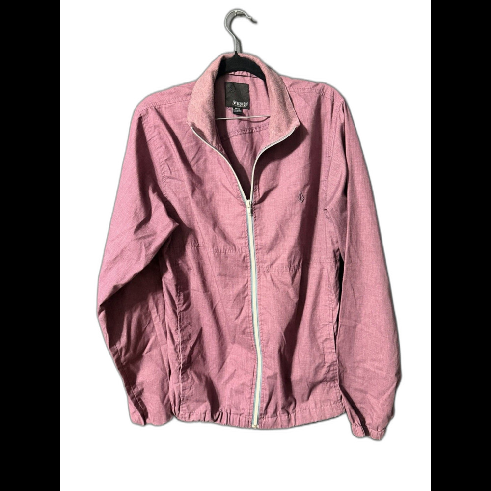 Volcom Lightweight Windbreaker Jacket M Burgundy Zip Up Athletic Outdoors
